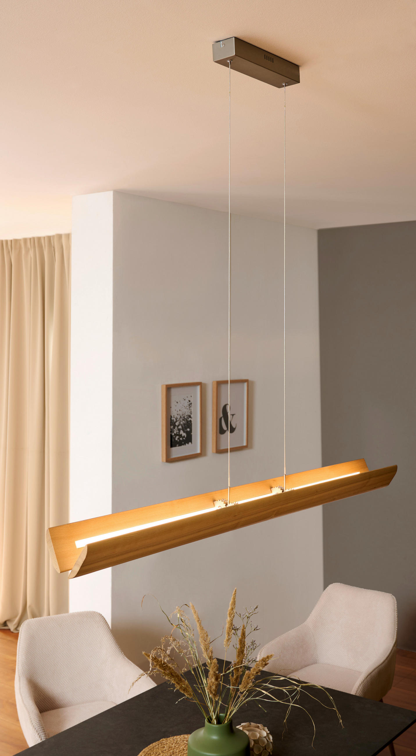 LED-HÄNGELEUCHTE 132/9,5/150 cm  - Eschefarben, Natur, Holz (132/9,5/150cm)
