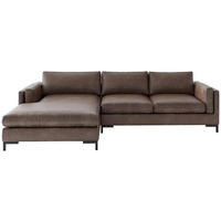 ECKSOFA in Lederlook, Flachgewebe Braun  160/265 cm  - Schwarz/Braun, Design, Textil/Metall (160/265cm) - Livetastic
