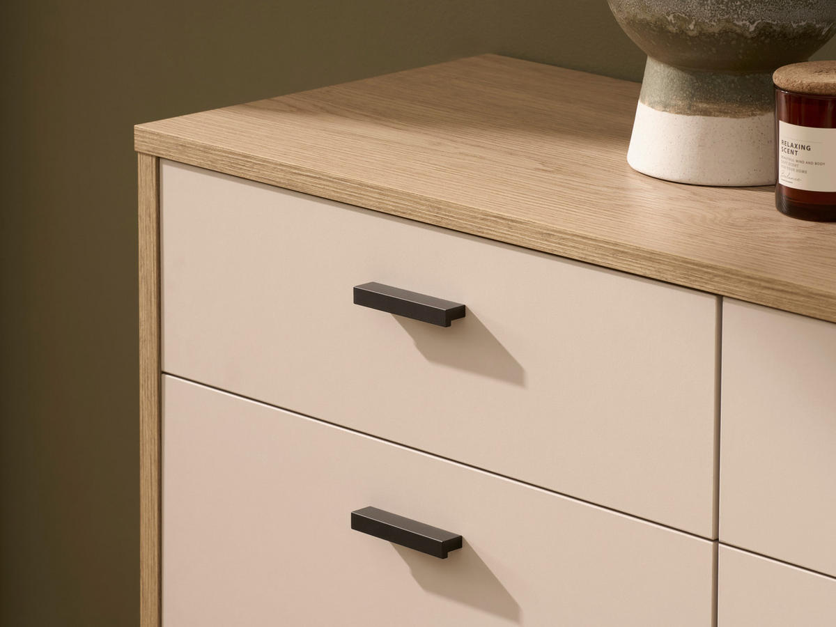 KOMMODE , 105/95/35 cm, 2 Schublade(n)  - Kaschmir/Eichefarben, Design, Holzwerkstoff/Metall (105/95/35cm) - MID.YOU