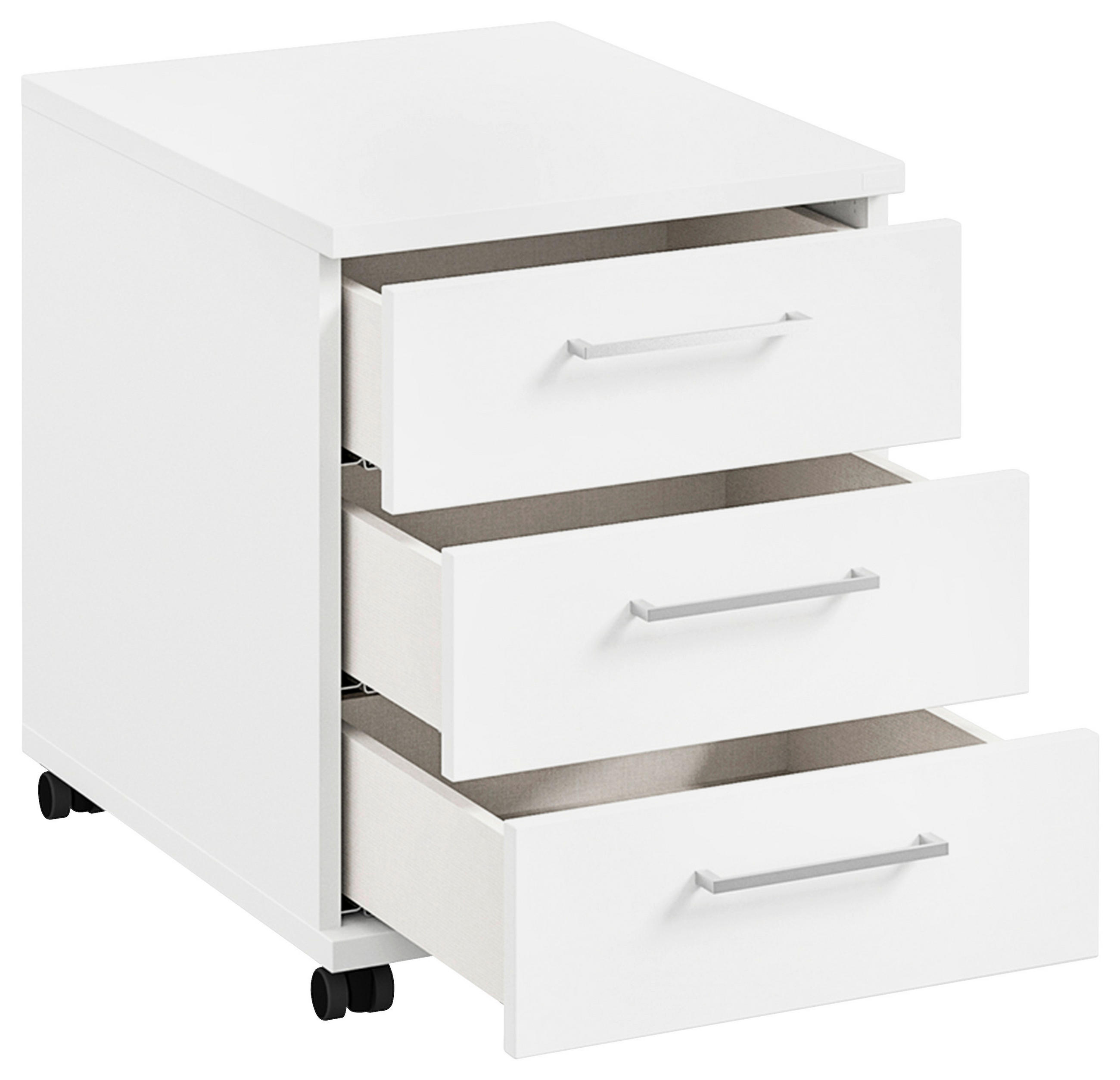 ROLLCONTAINER Weiß  - Edelstahlfarben/Weiß, Design, Holzwerkstoff/Metall (42,6/54,3/60cm) - Cantus