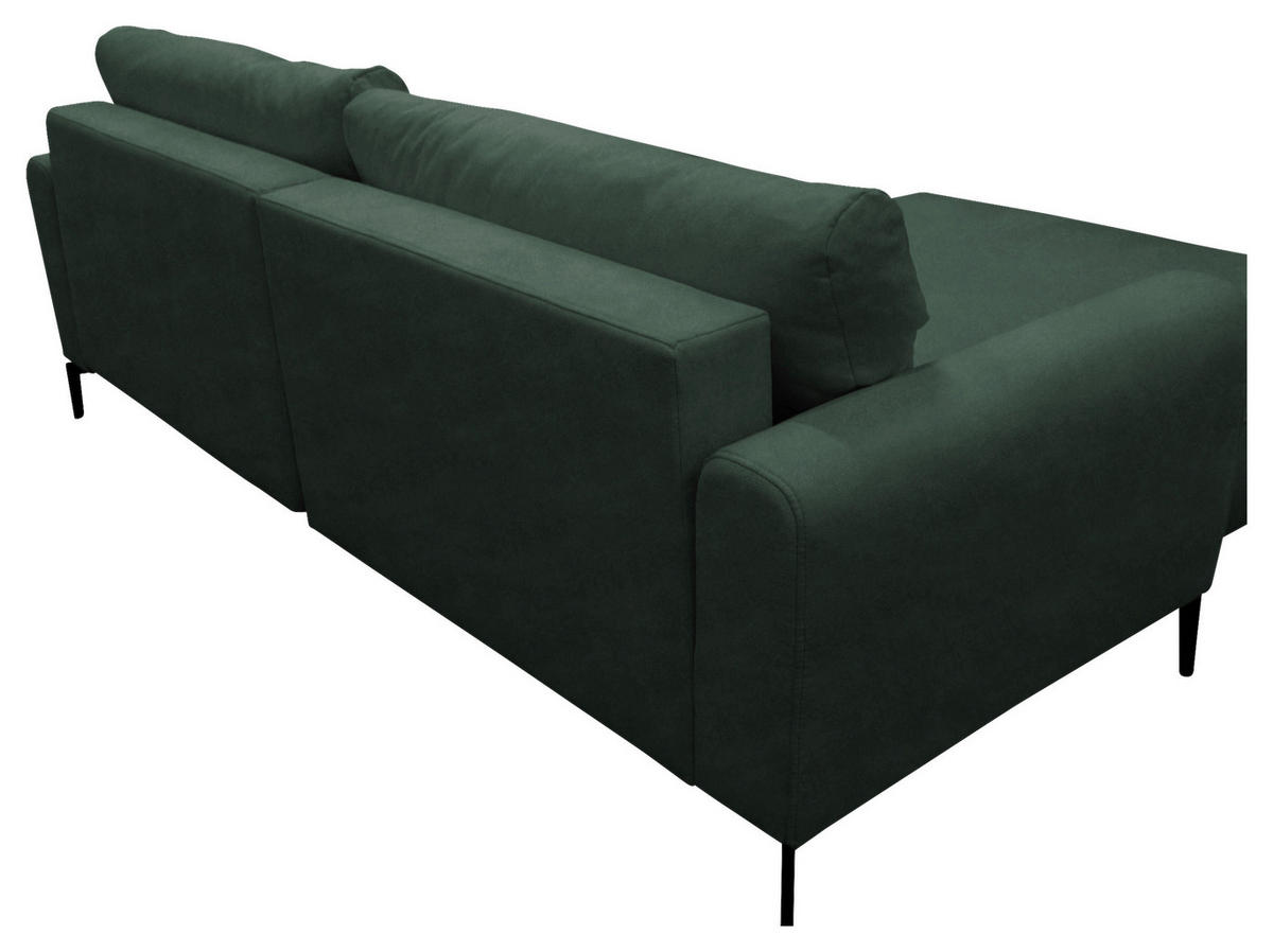 ECKSOFA in Flachgewebe Dunkelgrün  163/240 cm  - Dunkelgrün/Schwarz, Design, Textil/Metall (163/240cm) - MID.YOU