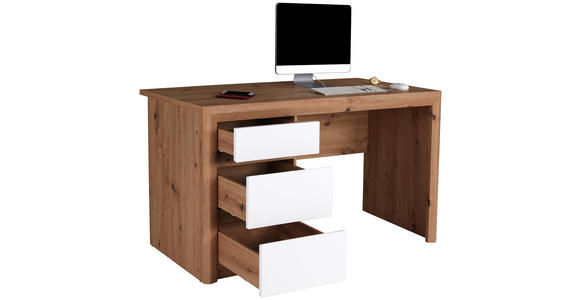 Schreibtisch Kashmir New Kab01 - Eichefarben/Weiß, MODERN, Holzwerkstoff (152/78/60cm) - James Wood