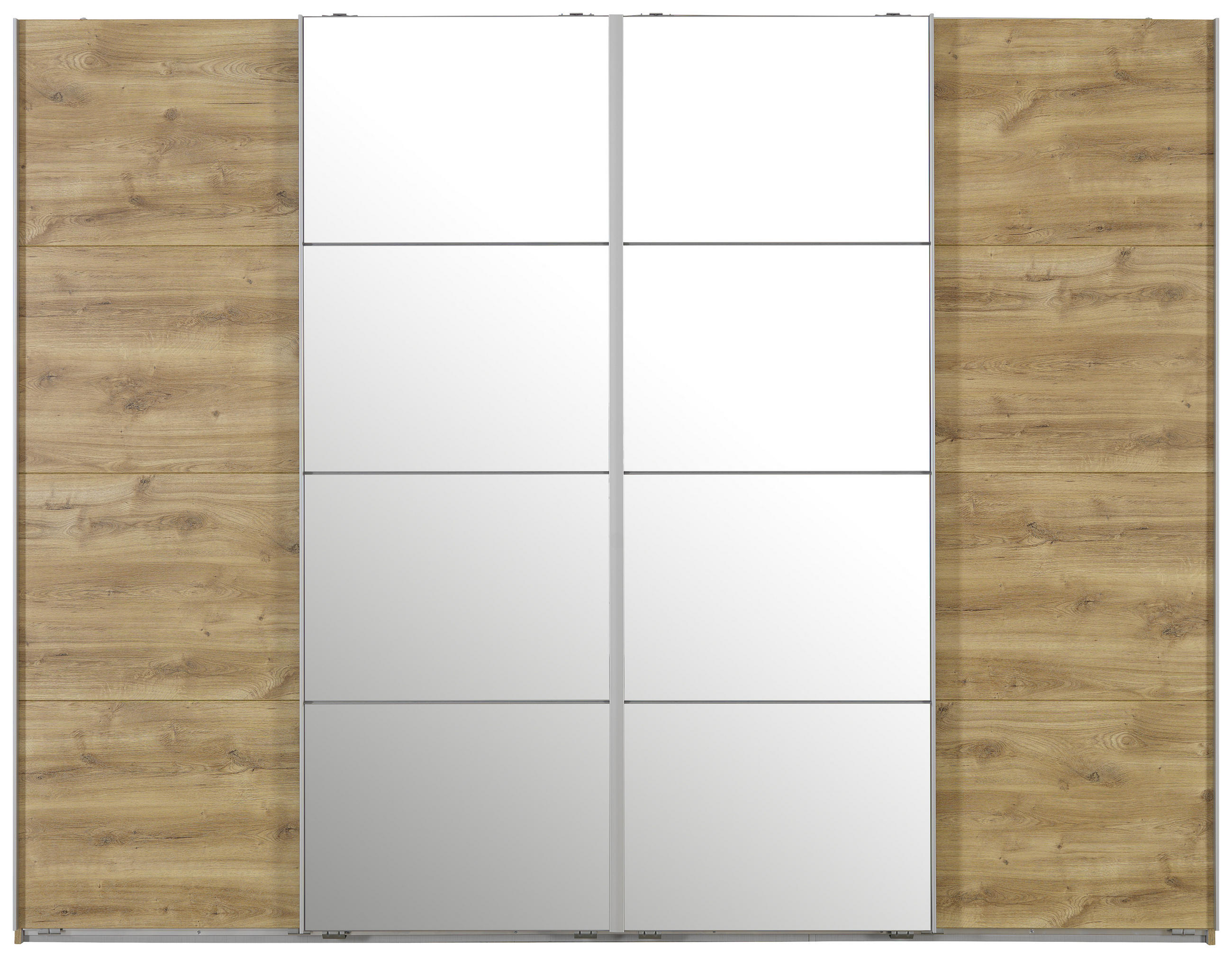 SKJUTDÖRRSGARDEROB i ekfärgad - alufärgad/ekfärgad, Design, metall/glas (270/210/65cm) - Ti'me
