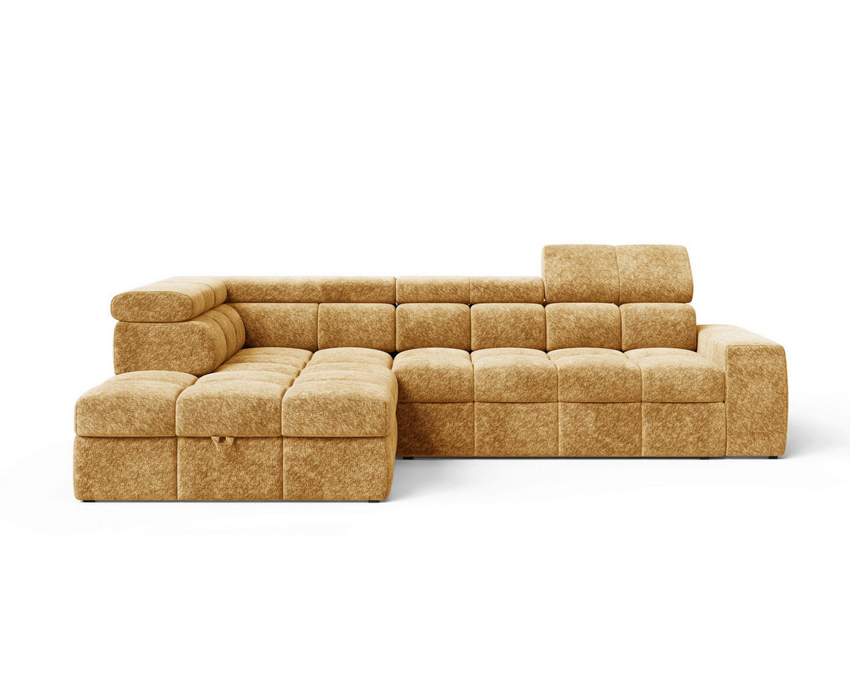 ECKSOFA  in Chenille Goldfarben  - Goldfarben/Schwarz, MODERN, Kunststoff/Textil (204/292cm) - Milino