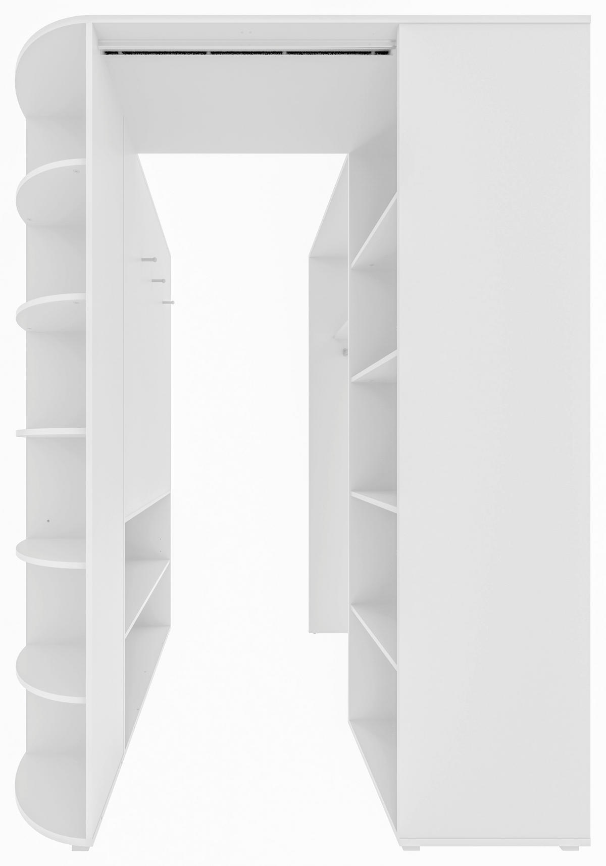 WALK-IN-CLOSET (HÖRN) 124/199/148 cm  - vit/aluminiumfärg, Klassisk, trämaterial/plast (124/199/148cm) - Carryhome