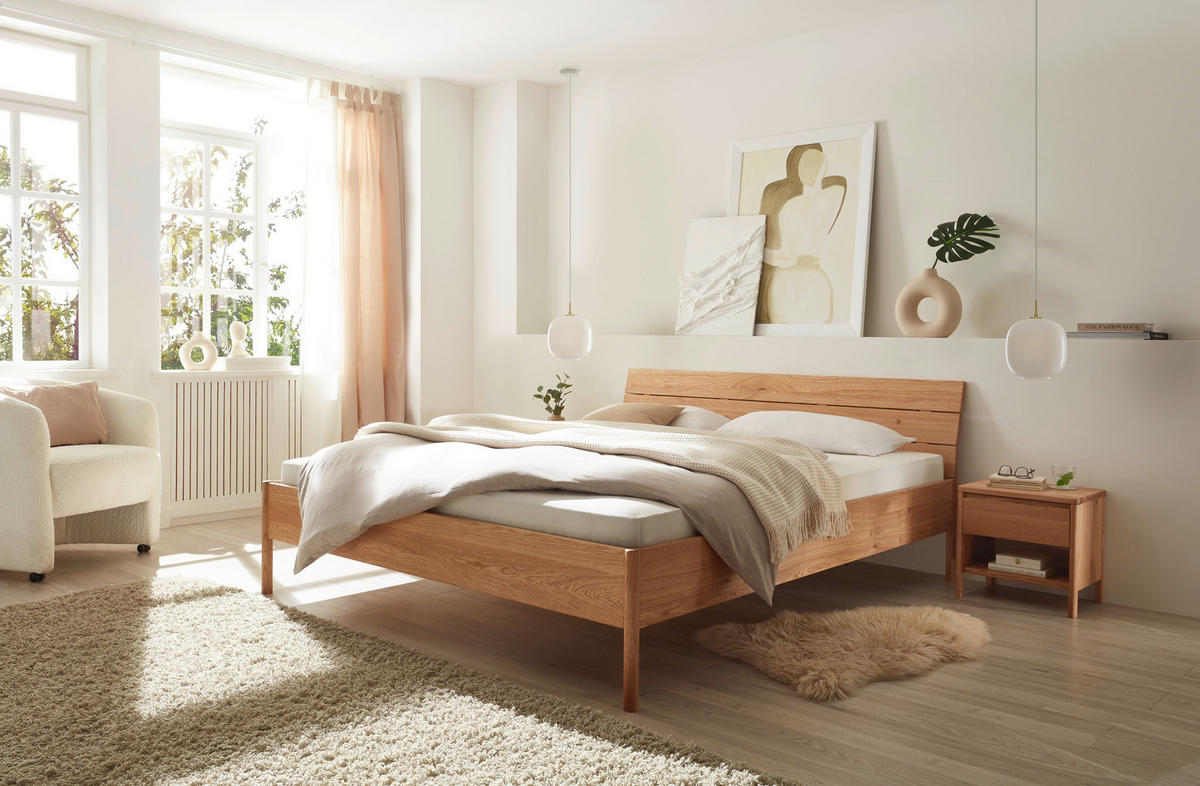 BETT 160/200 cm,  in Wildeiche,  - Wildeiche, KONVENTIONELL, Holz (160/200cm) - Linea Natura