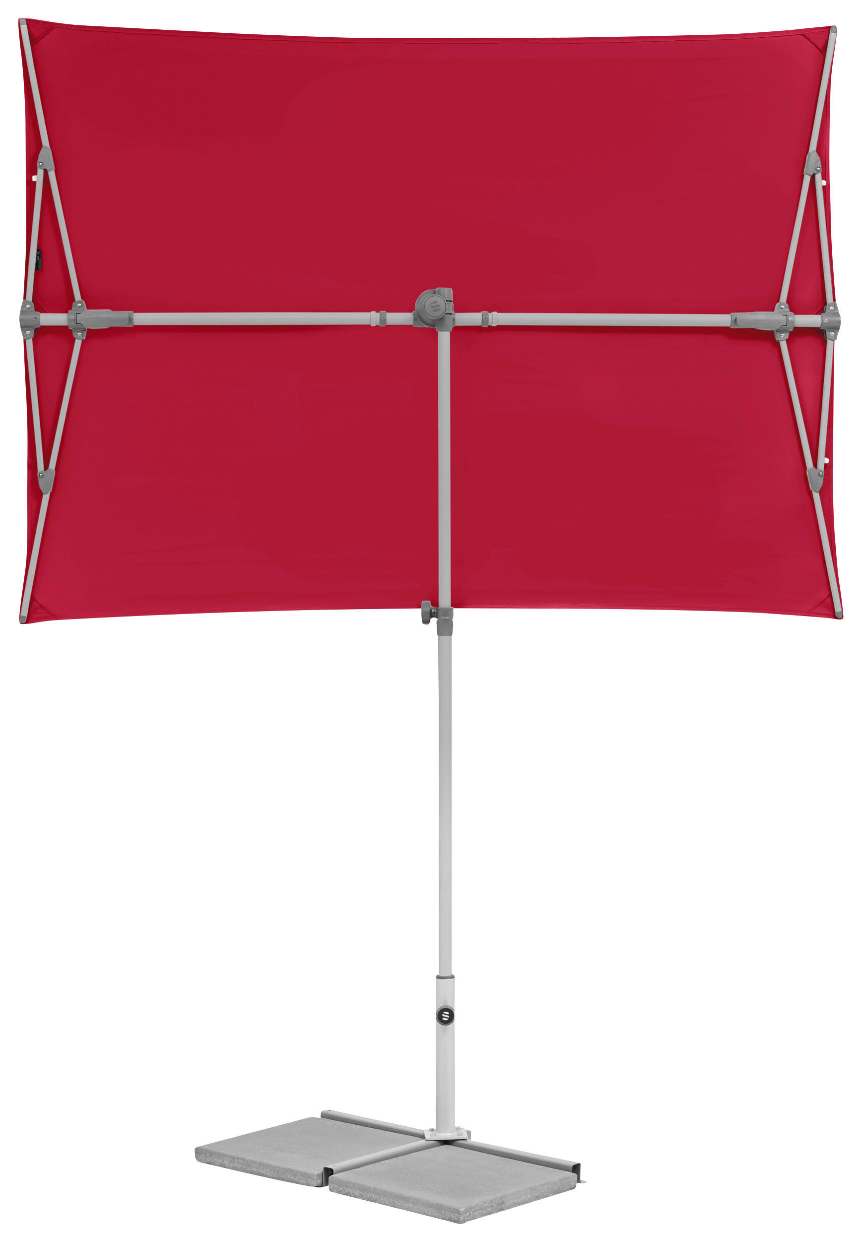 SONNENSCHIRM  - Platinfarben/Weinrot, KONVENTIONELL, Metall (195/140cm) - Suncomfort by Glatz