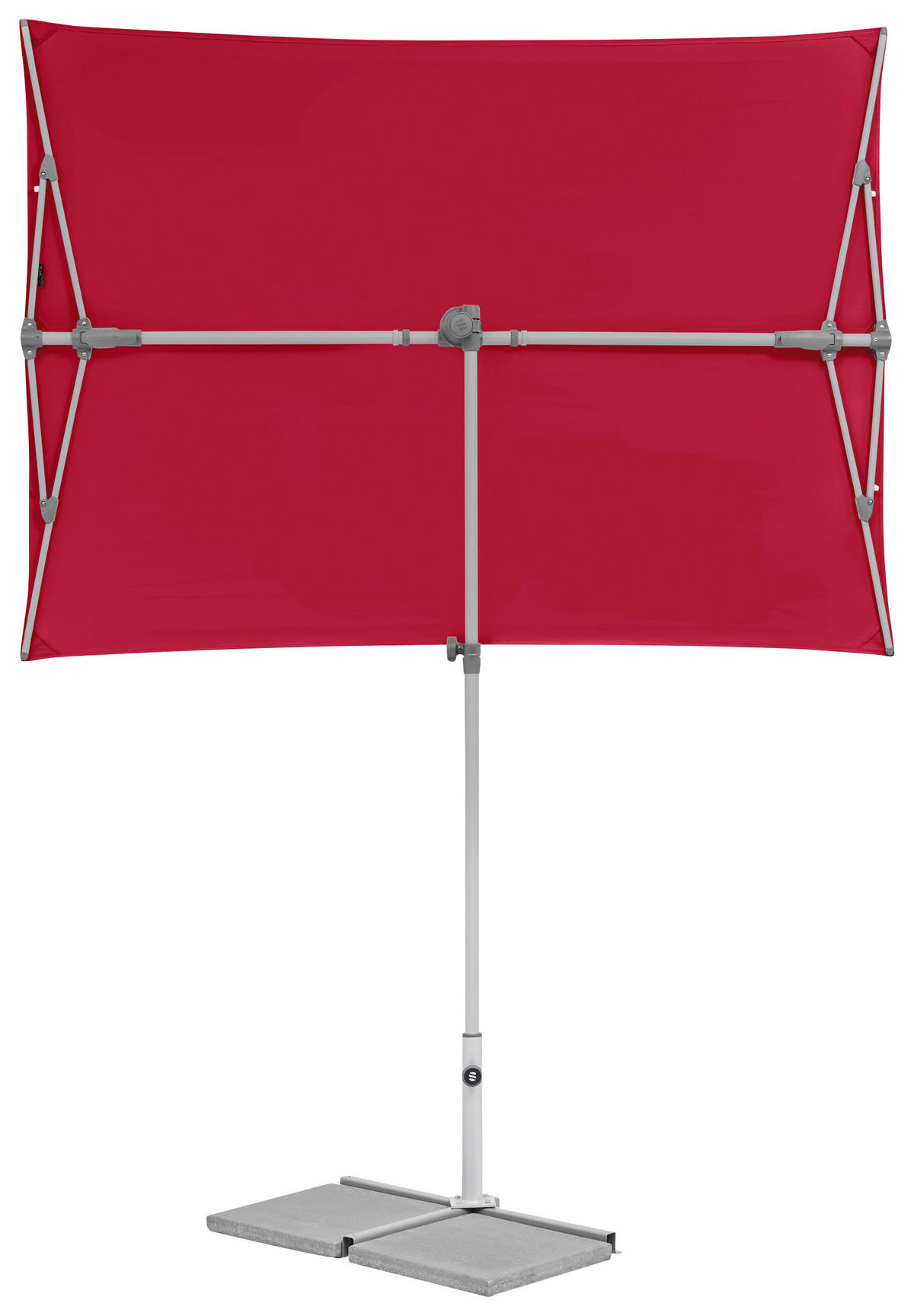 SONNENSCHIRM  - Platinfarben/Weinrot, KONVENTIONELL, Metall (195/140cm) - Suncomfort by Glatz