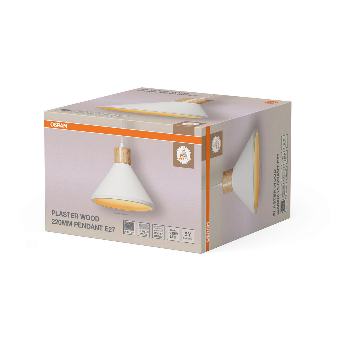 HÄNGELEUCHTE 22/122.5 cm  - Hellbraun/Weiß, Basics, Holz/Stein (22/122.5cm) - Osram