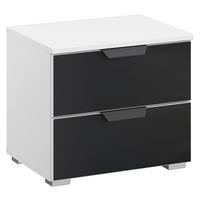 NACHTSCHRANK 47/43/42 cm, Anthrazit, Weiß,  - Anthrazit/Alufarben, MODERN, Glas/Holzwerkstoff (47/43/42cm) - Rauch Möbel