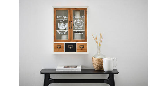 HÄNGEVITRINE  in massiv Tanne Braun, Schwarz, Weiß  - Goldfarben/Schwarz, LIFESTYLE, Glas/Holz (48/62,3/18,5cm) - Landscape