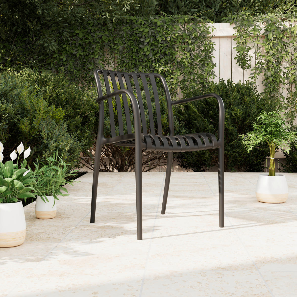 STAPELSESSEL - Schwarz, Modern, Kunststoff (55/81/57cm) - Ambia Garden