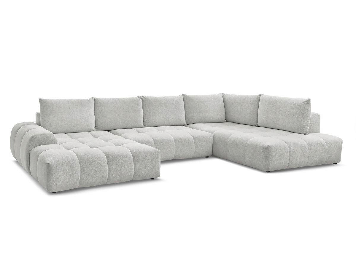 ECKSCHLAFSOFA EVEREST  mit Rücken echt, Armteil links, Armteil rechts Flachgewebe Hellgrau  - Hellgrau/Schwarz, MODERN, Kunststoff/Textil (198/423/212cm)