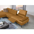 ECKSOFA in Echtleder Currygelb  - Currygelb/Schwarz, Design, Leder/Metall (157/325cm) - Dieter Knoll