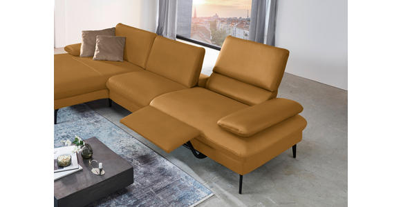 ECKSOFA in Echtleder Currygelb  - Currygelb/Schwarz, Design, Leder/Metall (157/325cm) - Dieter Knoll