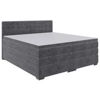 BOXSPRINGBETT 200/200 cm,  in Grau, Bettkasten, Topper, Matratzen, H3 = fest  - Schwarz/Grau, KONVENTIONELL, Kunststoff/Textil (200/200cm) - Boxxx