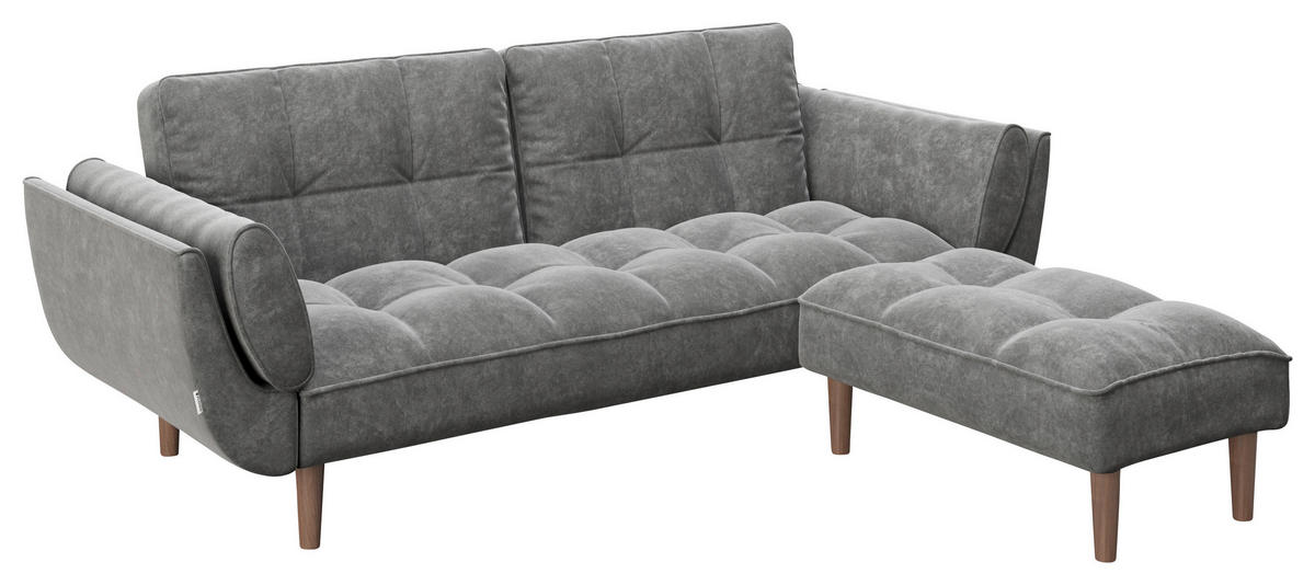 ZOFA S POSTELJNO FUNKCIJO,  antracit tekstil  - antracit, Konvencionalno, tekstil/les (215/81,5/84,5cm) - Playboy