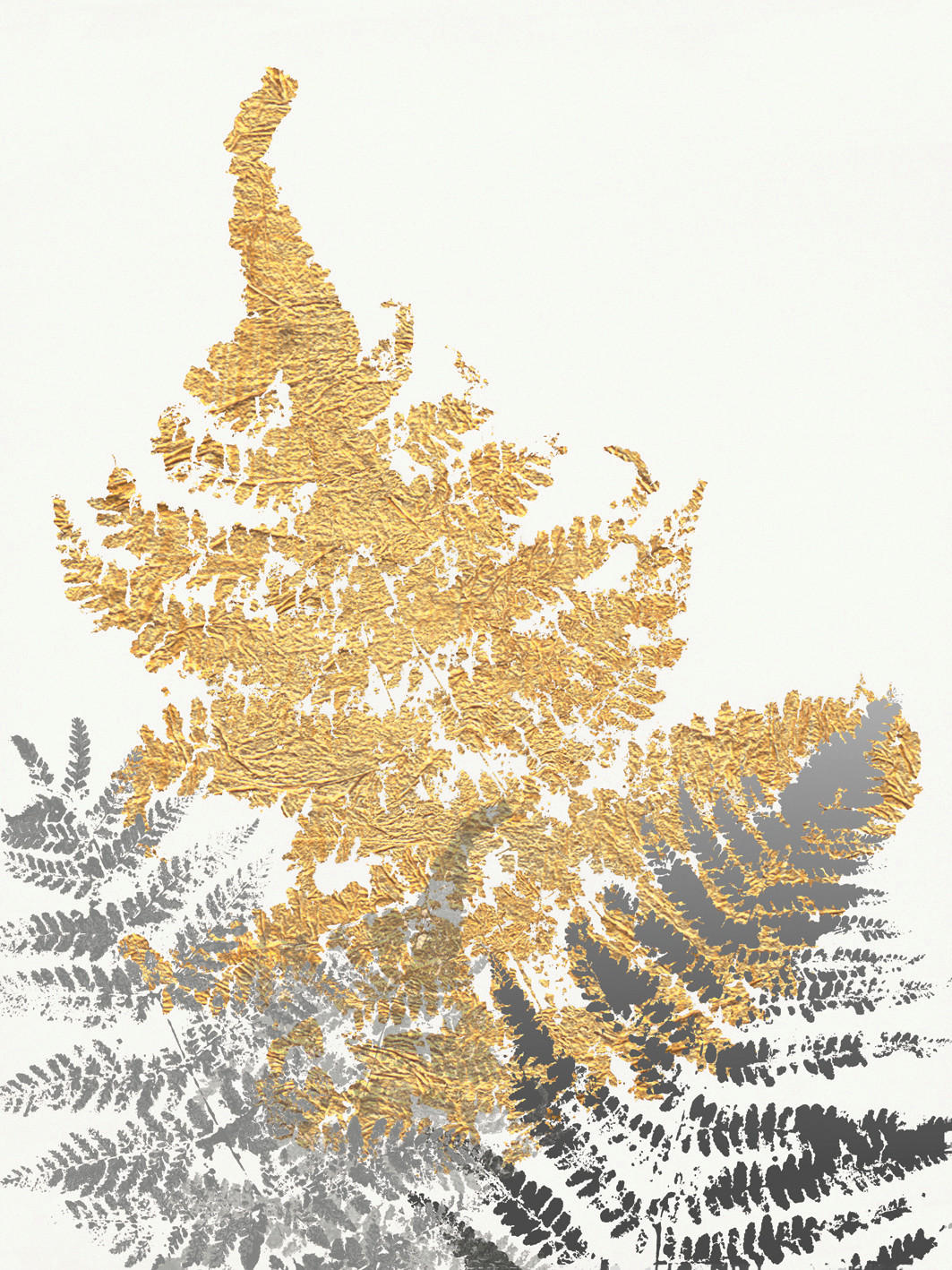 KUNSTDRUCK Blätter 30/40 cm  - Goldfarben/Weiß, Basics, Papier (30/40cm) - Monee