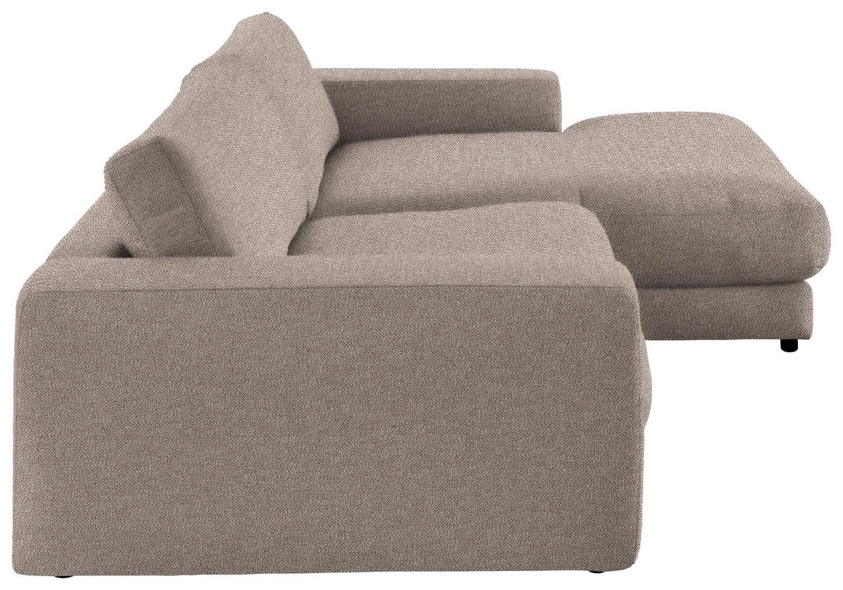 ECKSOFA in Flachgewebe Taupe  - Taupe/Schwarz, Design, Kunststoff/Textil (270/190cm) - Lomoco