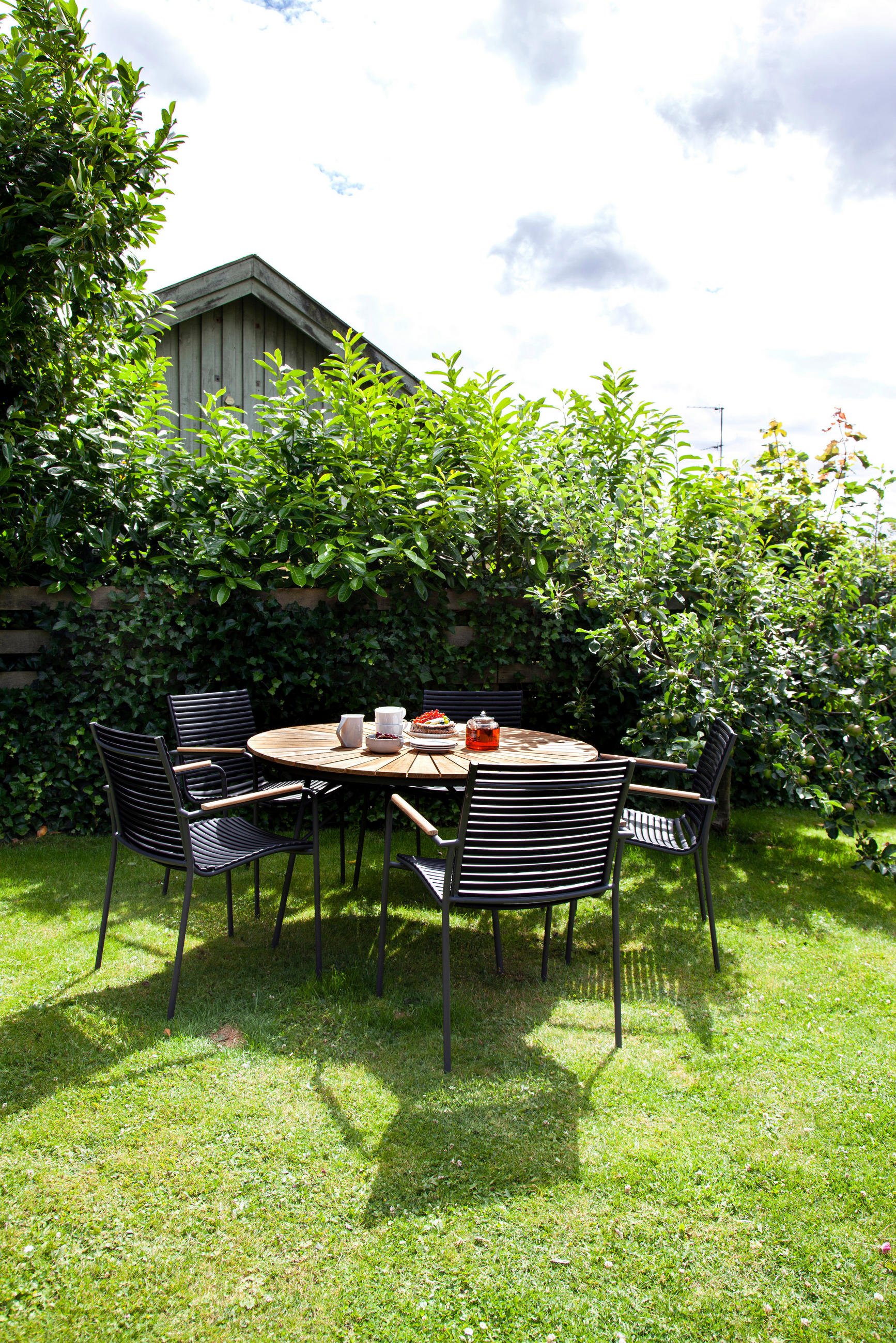 GARTENTISCHGRUPPE   - Anthrazit/Schwarz, Natur, Holz/Kunststoff (180/180/74cm) - Gardenson