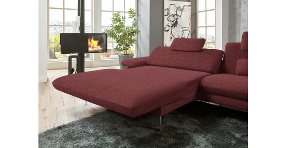 ECKSOFA in Velours Weinrot 184/284 cm - Weinrot/Schwarz, Design, Textil/Metall (184/284cm) - Dieter Knoll