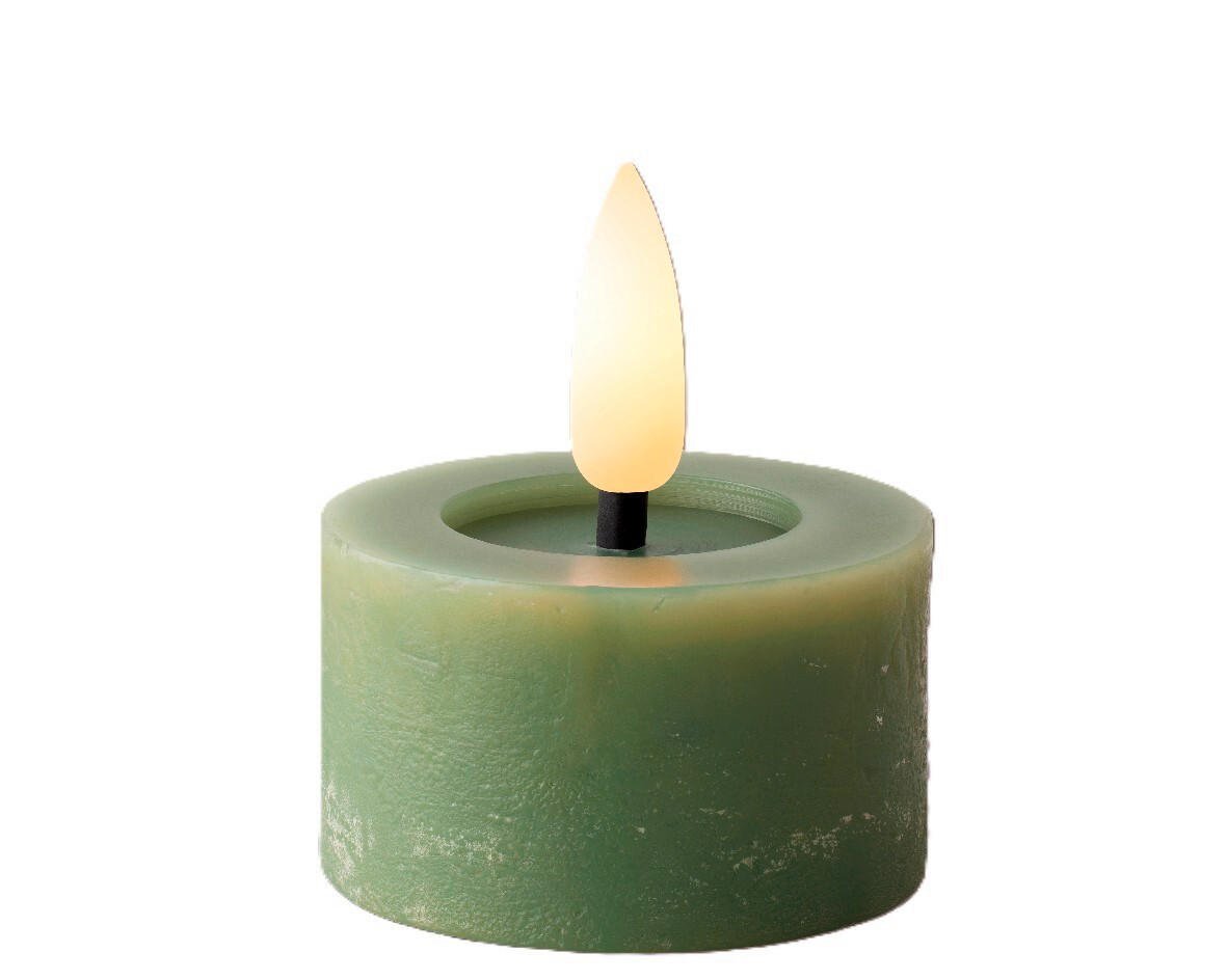 TEELICHT MIT LED  - Dunkelgrün, Basics, Kunststoff/Paraffin (4,4/5,2cm) - Ambia Home