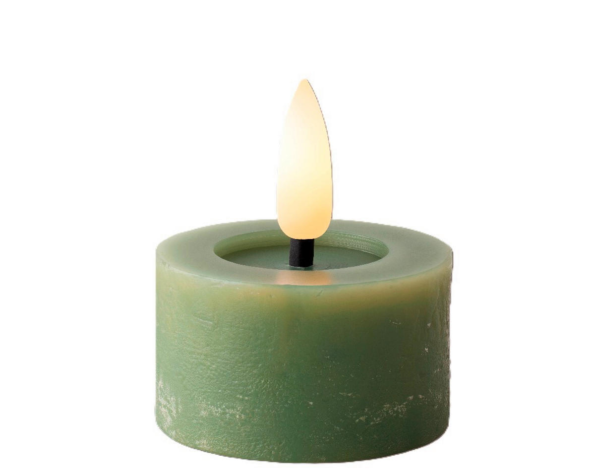TEELICHT MIT LED  - Dunkelgrün, Basics, Kunststoff/Paraffin (4,4/5,2cm) - Ambia Home