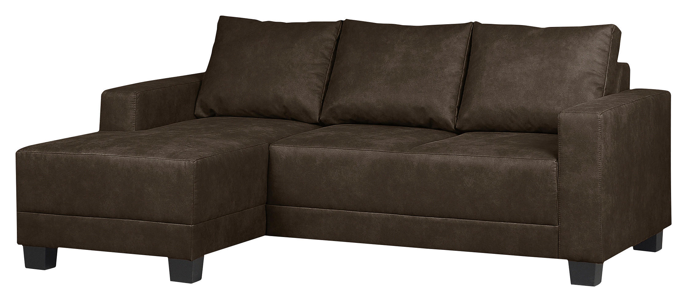 ECKSOFA in Mikrofaser Dunkelbraun  - Dunkelbraun/Braun, Design, Holz/Textil (144/200cm) - MID.YOU