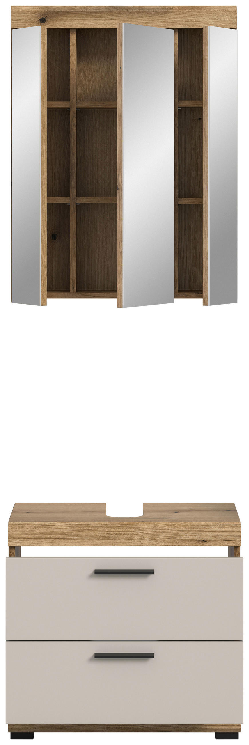 BADEZIMMER 2-teilig  in 60 cm  - Kaschmir/Schwarz, MODERN, Glas/Holzwerkstoff (60cm) - MID.YOU