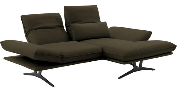 ECKSOFA in Echtleder Olivgrün  - Schwarz/Olivgrün, Design, Leder/Metall (210/130cm) - Dieter Knoll