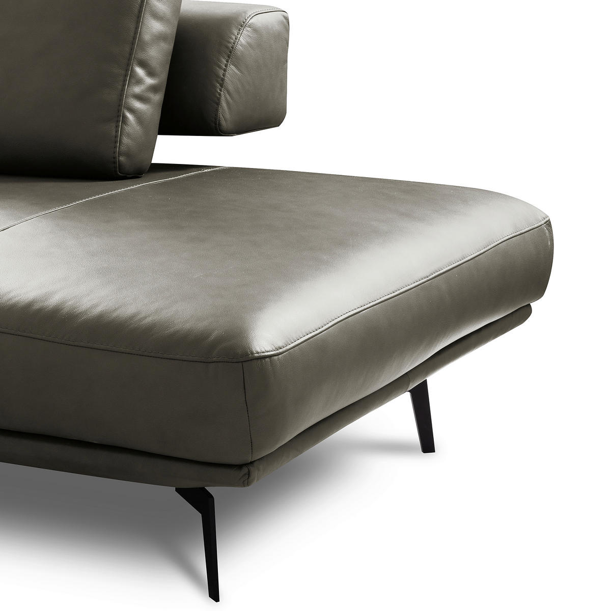 ECKSOFA  in Echtleder Grau  306/237 cm  - Schwarz/Grau, Design, Leder/Metall (306/237cm) - Livetastic