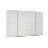 SCHWEBETÜRENSCHRANK 360/223/68 cm 4-türig Weiß, Weiß Hochglanz  - Weiß Hochglanz/Alufarben, Basics, Holzwerkstoff/Metall (360/223/68cm) - Novel