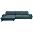 ECKSOFA Dieter Knoll in Echtleder Blau  193/332 cm  - Blau/Schwarz, Design, Leder/Metall (193/332cm) - Dieter Knoll