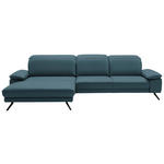ECKSOFA Dieter Knoll in Echtleder Blau  193/332 cm  - Blau/Schwarz, Design, Leder/Metall (193/332cm) - Dieter Knoll