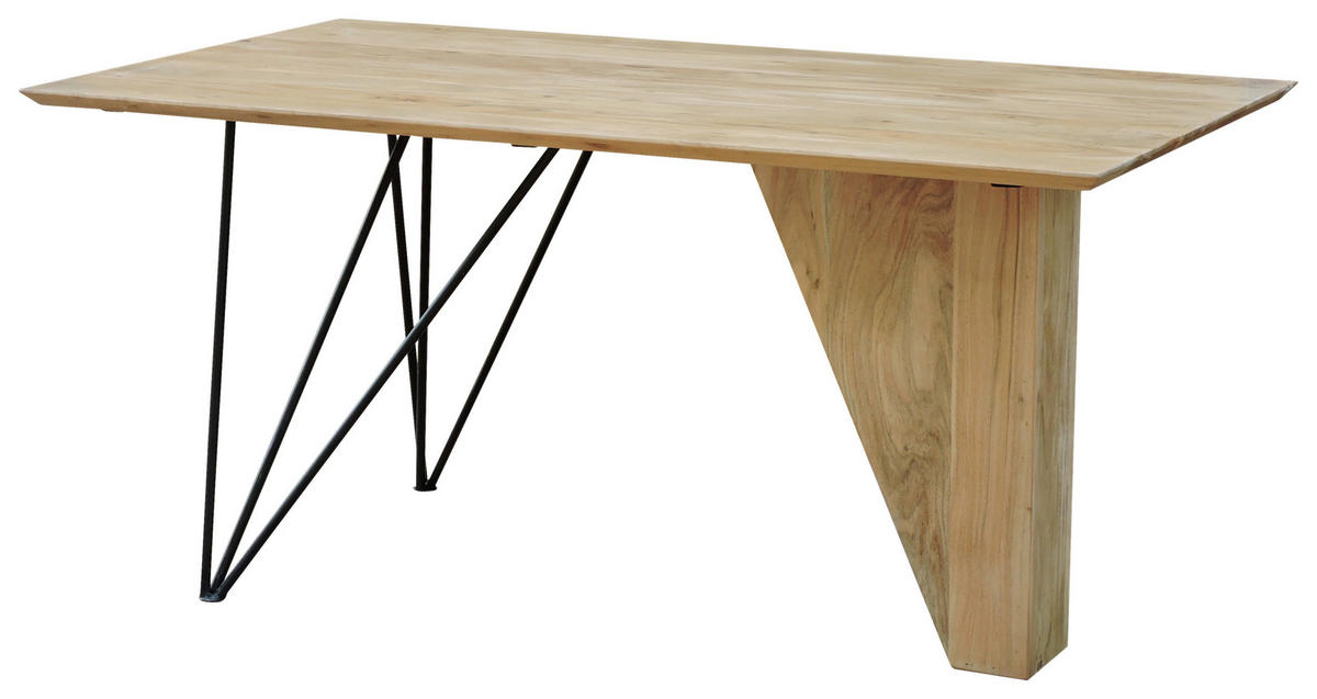 ESSTISCH 140/80/76 cm Echtholz  Holz, Metall rechteckig Akaziefarben  - Schwarz/Akaziefarben, MODERN, Holz/Metall (140/80/76cm) - Landscape