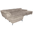 WOHNLANDSCHAFT in Struktur Beige  - Beige/Schwarz, KONVENTIONELL, Textil/Metall (253/357/188cm) - Carryhome