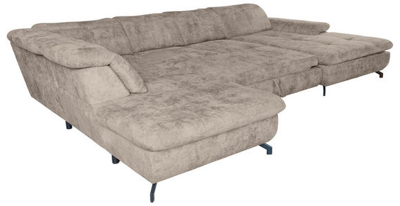 WOHNLANDSCHAFT in Struktur Beige - Beige/Schwarz, KONVENTIONELL, Textil/Metall (253/357/188cm) - Carryhome
