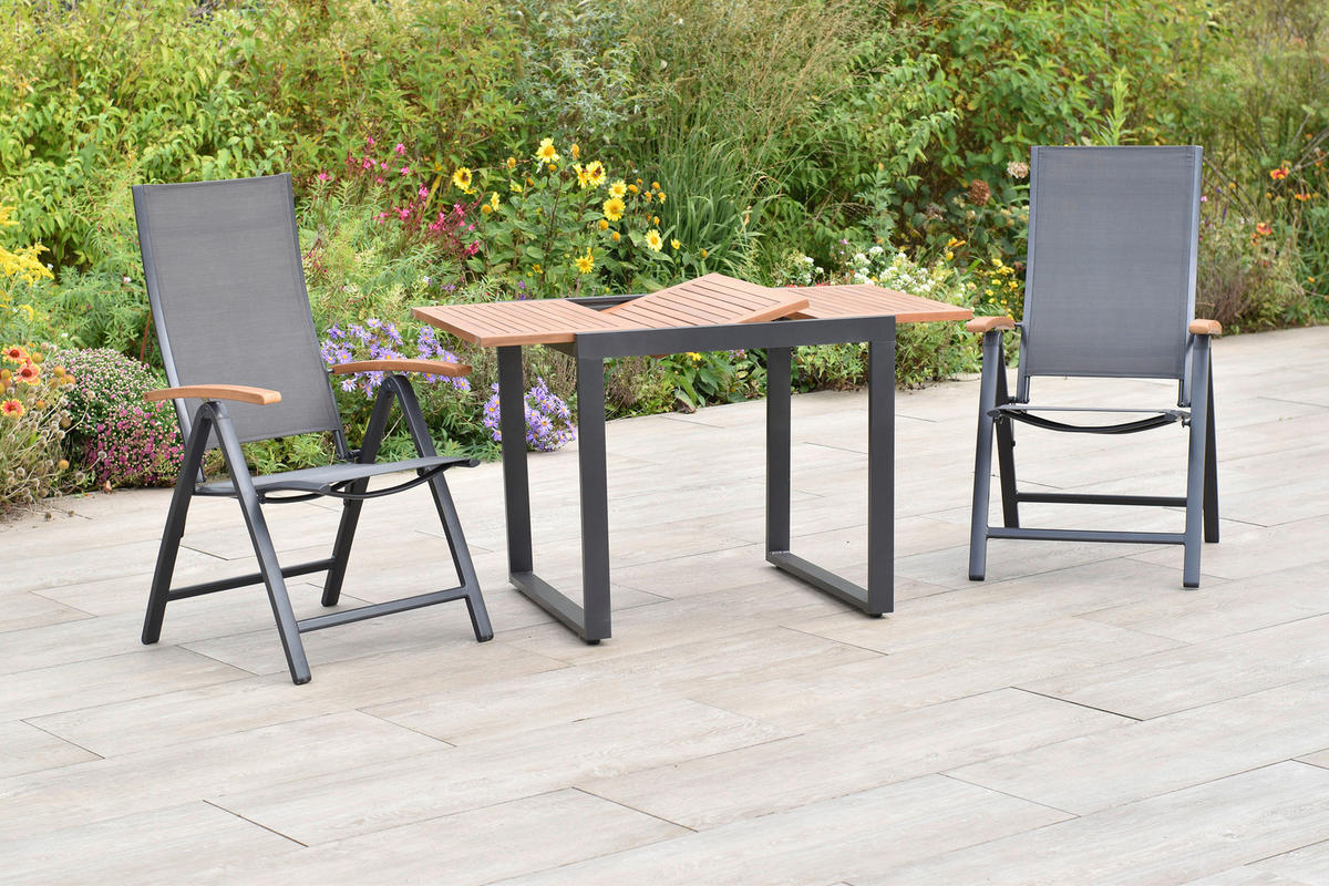 GARTENSET 3-teilig  - Graphitfarben/Grau, MODERN, Holz/Textil - Gardenson