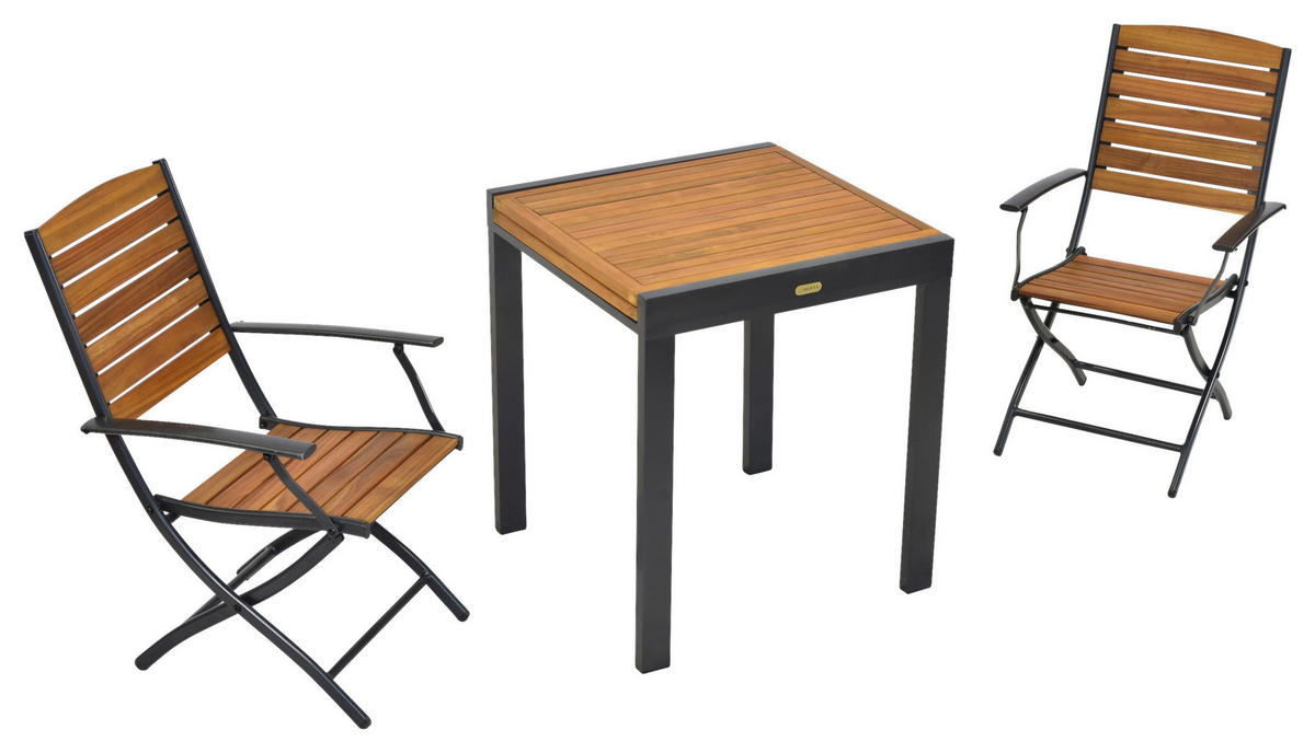 BALKONSET  - Graphitfarben/Naturfarben, MODERN, Holz/Metall - Gardenson