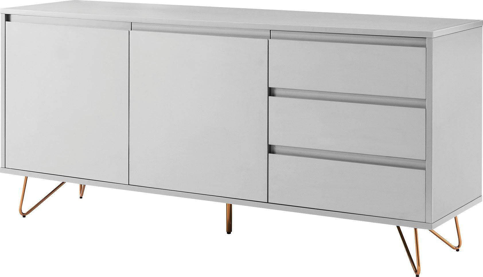 SIDEBOARD 150/70/40 cm  in Weiß  - Messingfarben/Weiß, Design, Holzwerkstoff/Metall (150/70/40cm) - Livetastic