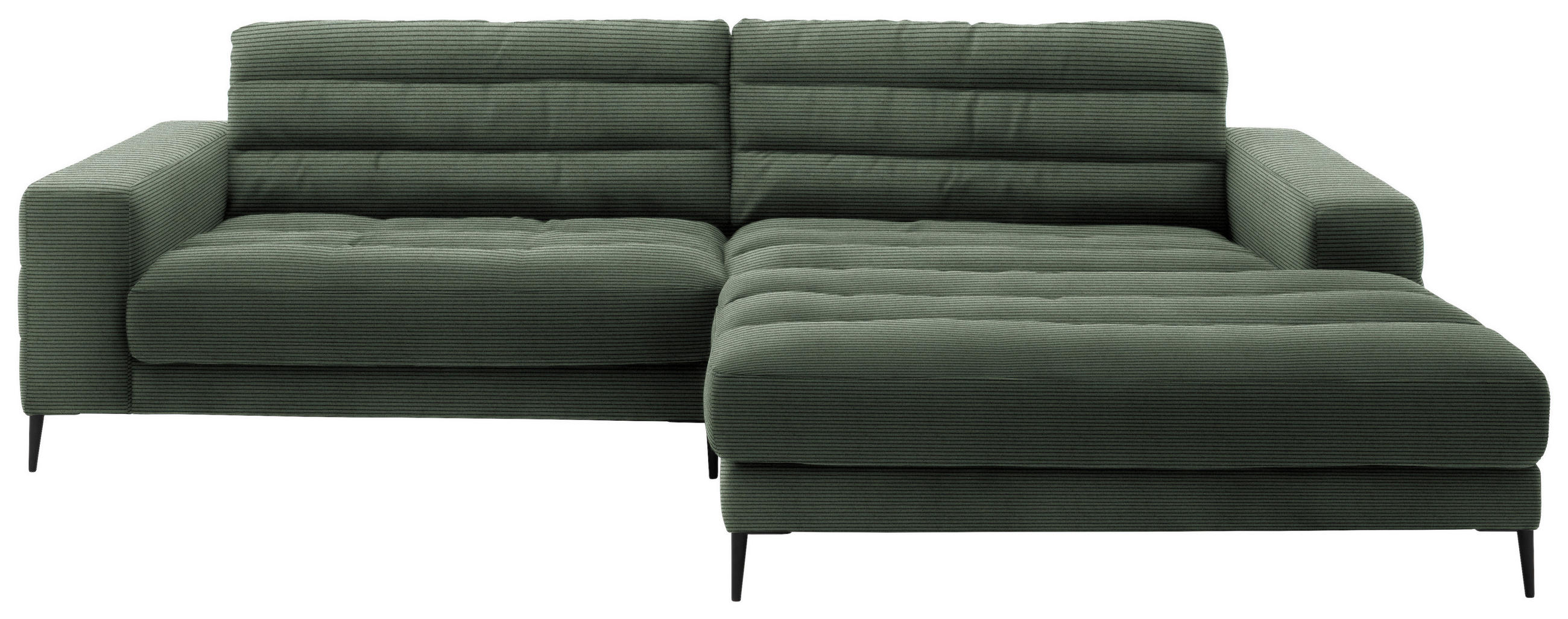 ECKSOFA in Cord Olivgrün  - Schwarz/Olivgrün, Design, Textil/Metall (296/207cm) - Dieter Knoll