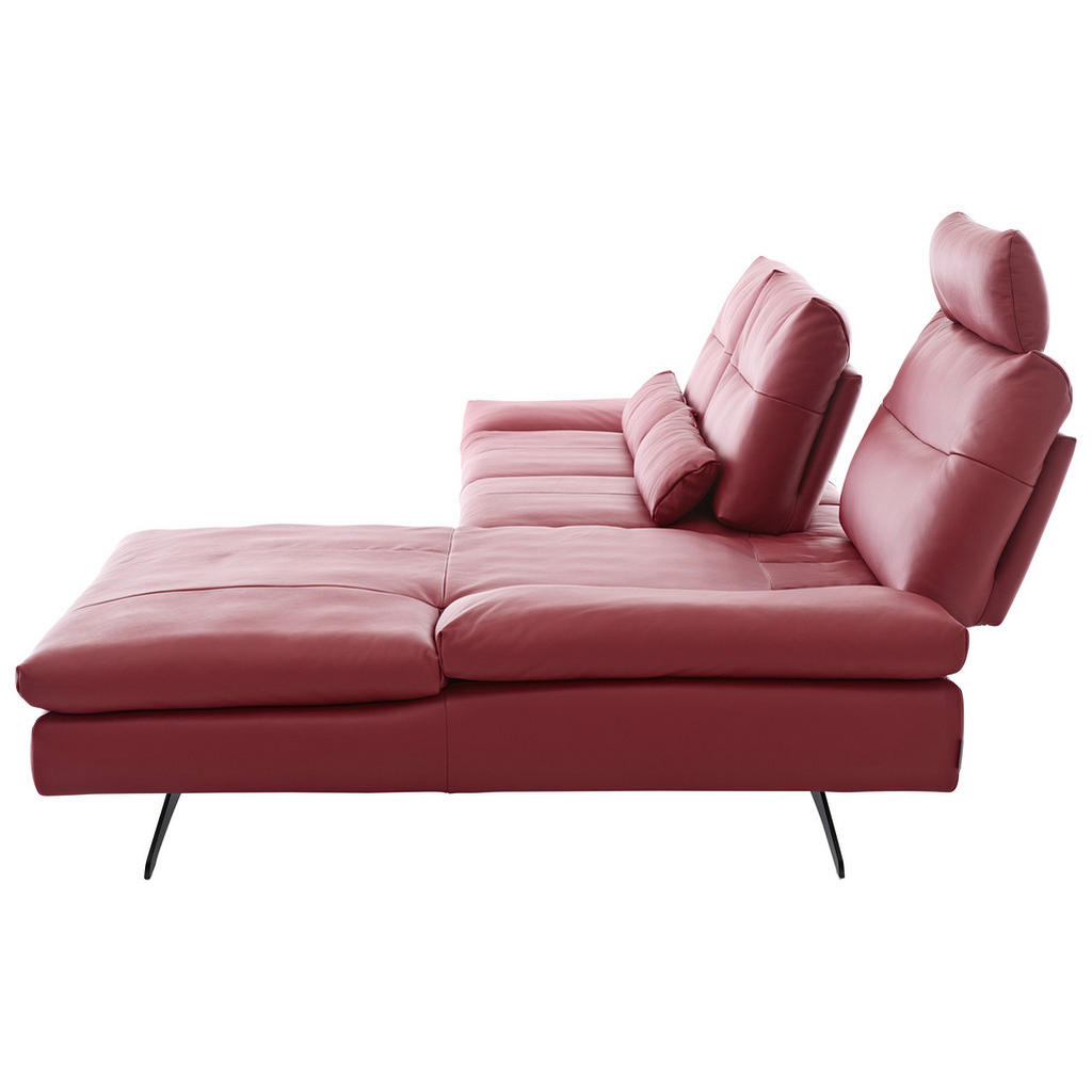 Thumbnail - Chilliano Ecksofa, Rot, Leder, Echtleder, Longlife-Leder, 3-Sitzer, Ottomane links, L-Form, 342x158 cm, Goldenes M, Dgm,...