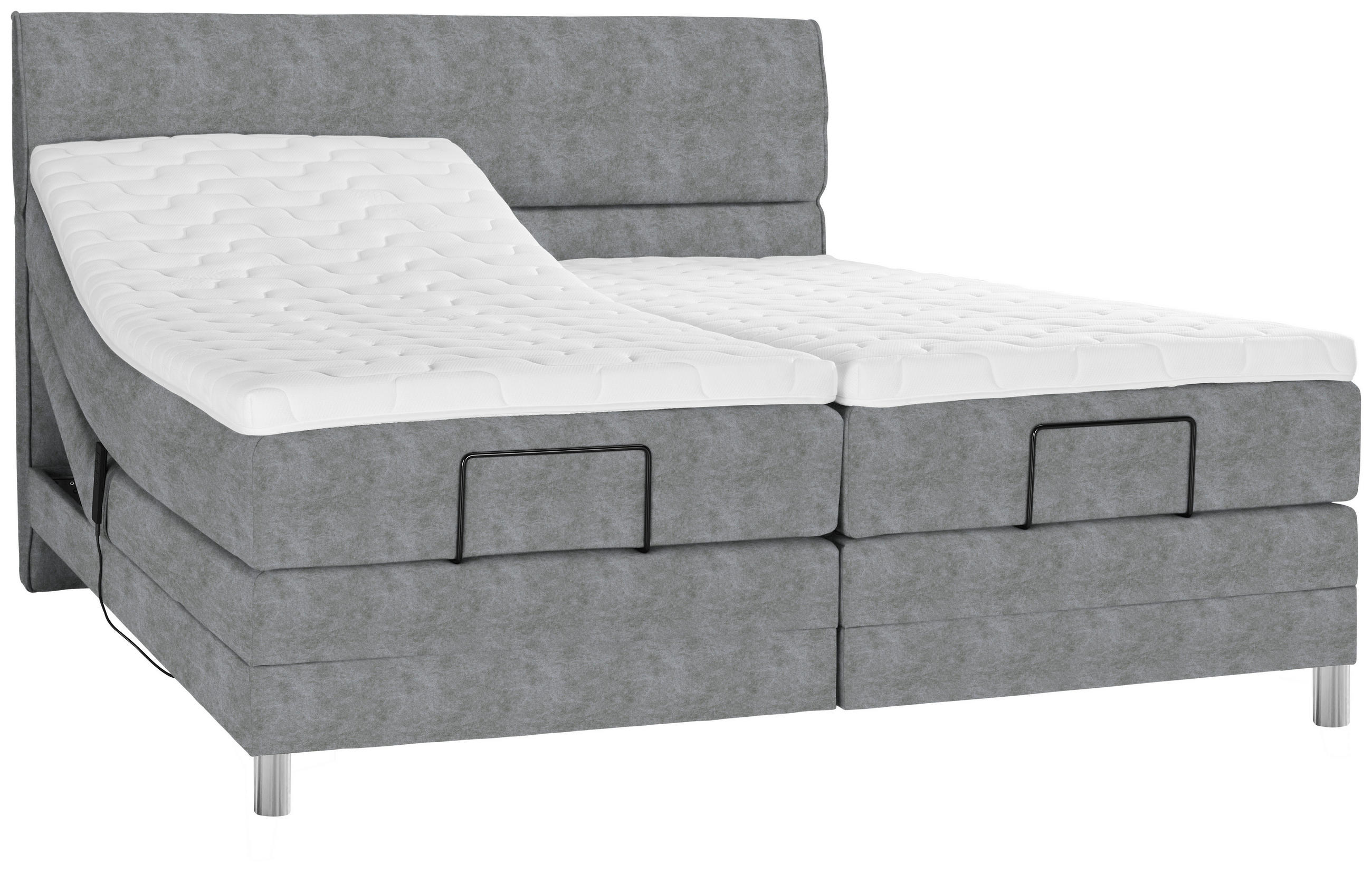 BOXSPRINGBETT 180/200 cm  in Grau  - Chromfarben/Grau, KONVENTIONELL, Kunststoff/Textil (180/200cm) - Voleo