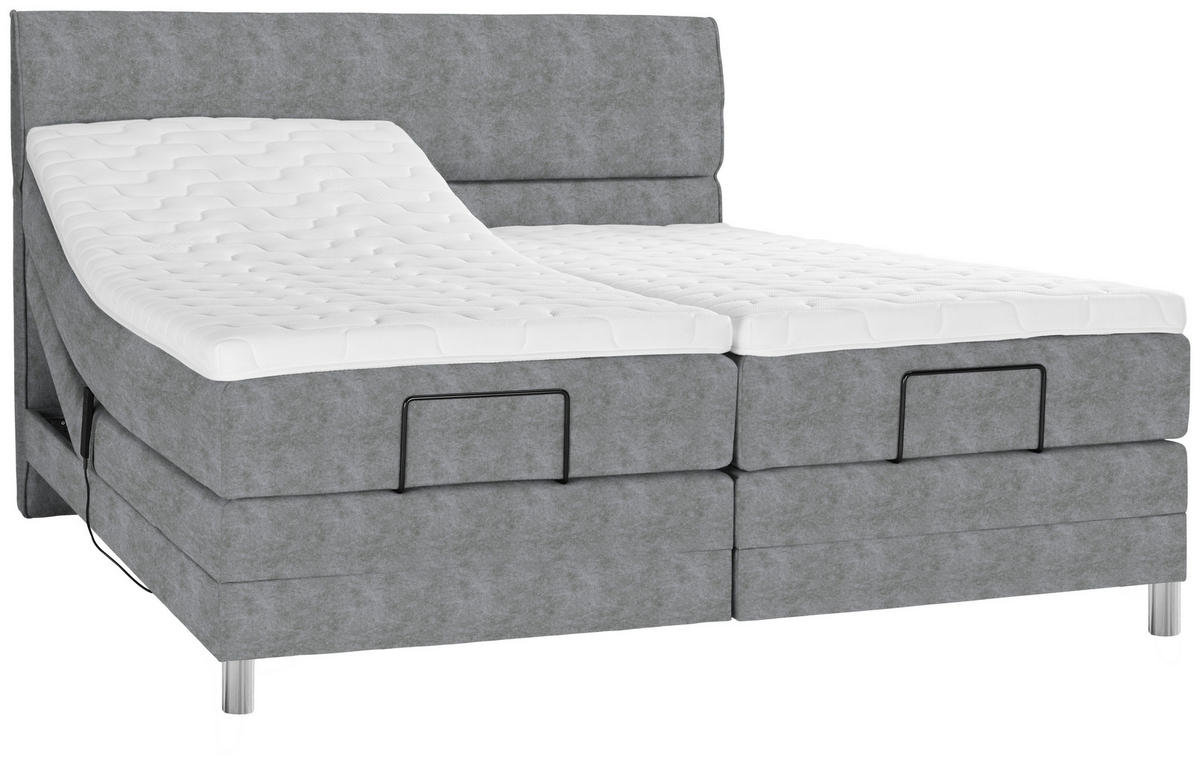 BOXSPRINGBETT 160/200 cm  in Grau  - Chromfarben/Grau, KONVENTIONELL, Kunststoff/Textil (160/200cm) - Voleo