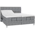 BOXSPRINGBETT 200/200 cm  in Grau  - Chromfarben/Grau, KONVENTIONELL, Kunststoff/Textil (200/200cm) - Voleo