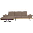 ECKSOFA  in Flachgewebe Hellbraun  159/314 cm  - Hellbraun/Schwarz, Design, Holz/Textil (159/314cm) - Dieter Knoll