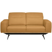 2-SITZER-SOFA in Echtleder Senfgelb  - Senfgelb/Schwarz, Design, Leder/Holz (174/76-97/102cm) - Novel