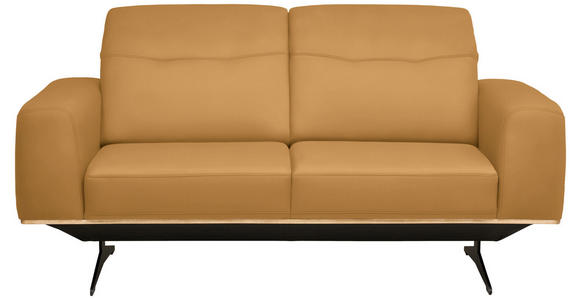 2-SITZER-SOFA in Leder Senfgelb  - Senfgelb/Schwarz, Design, Leder/Holz (174/76-97/102cm) - Novel