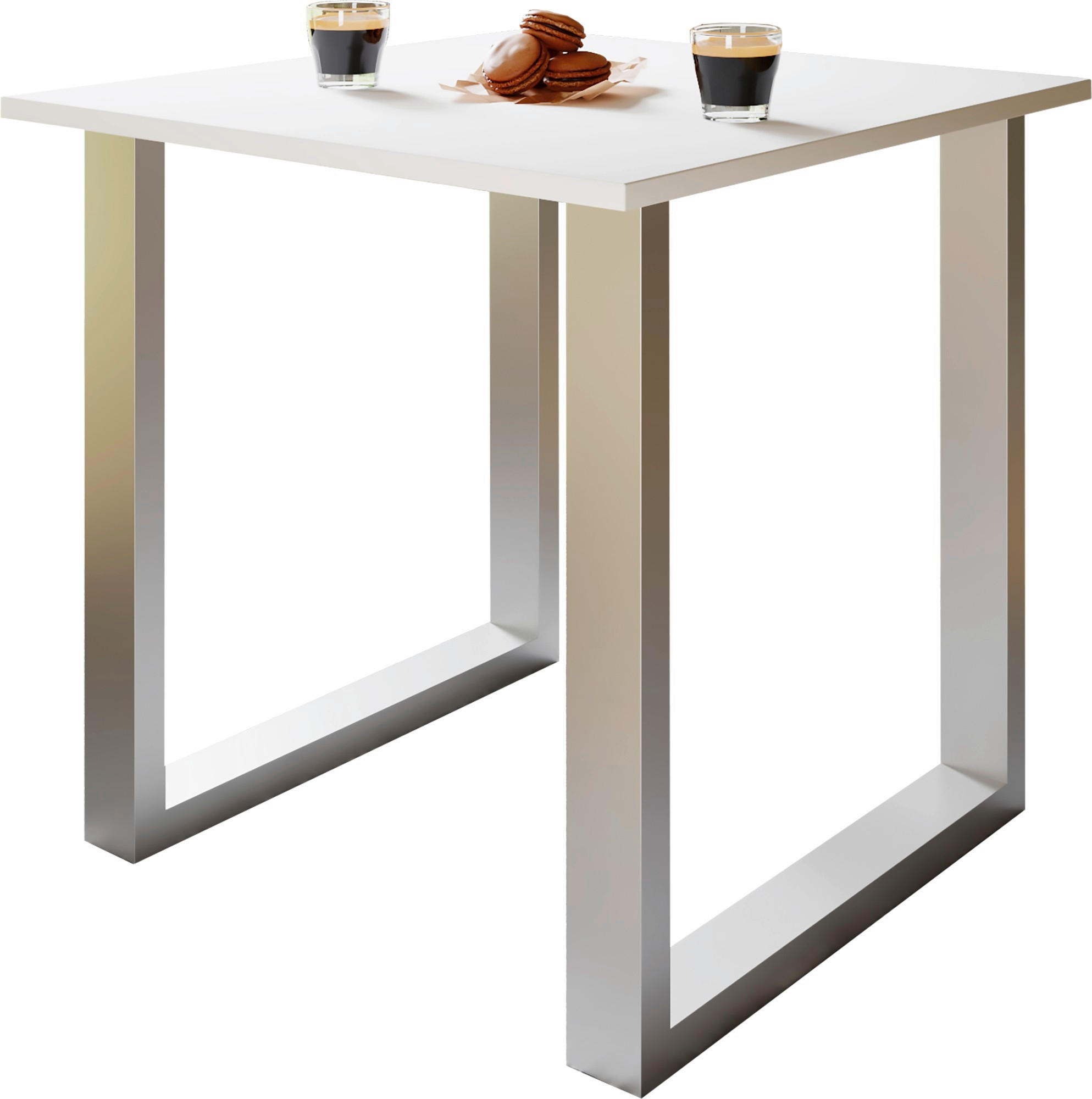SCHREIBTISCH  in Silberfarben, Weiss  - Weiss/Silberfarben, Design, Holzwerkstoff/Metall (80/76/50cm) - MID.YOU