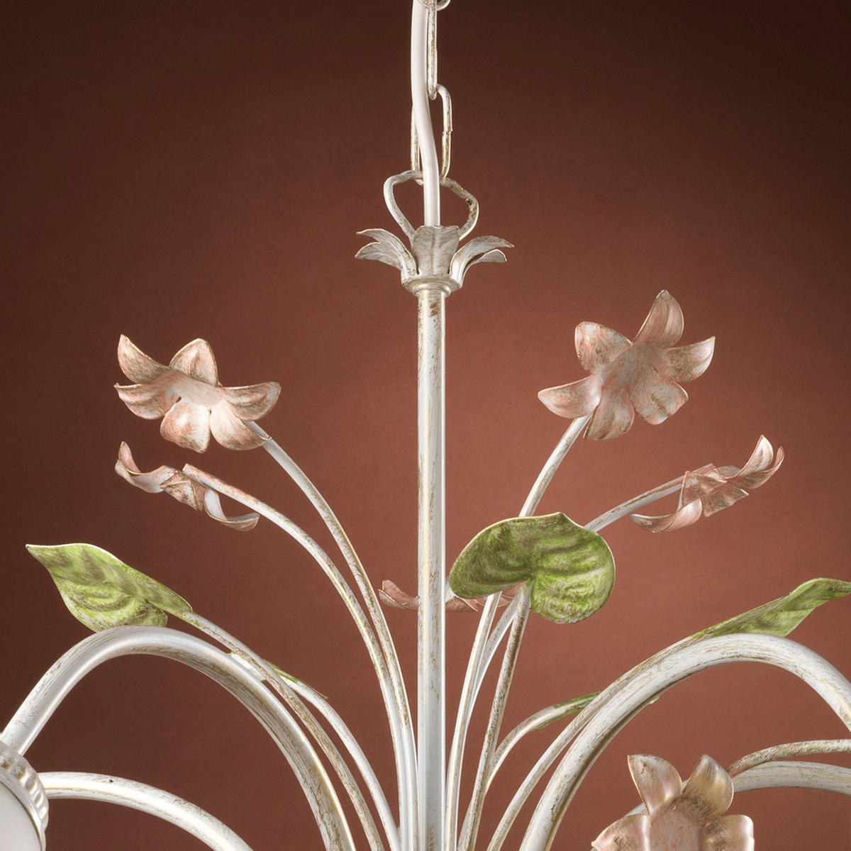 KRONLEUCHTER Ivory 65/100 cm   - Pink/Weiß, Natur, Glas/Metall (65/100cm)